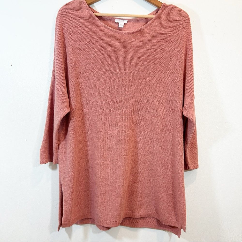 J. Jill Pure Jill Linen Blend Dusty Rose Knit Tunic Sweater Lagenlook Casual